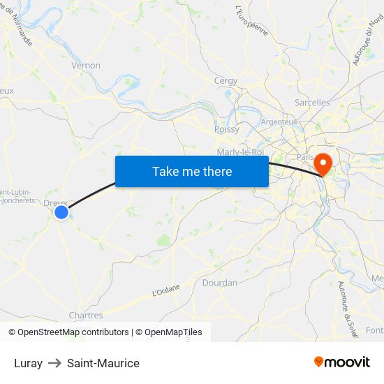 Luray to Saint-Maurice map