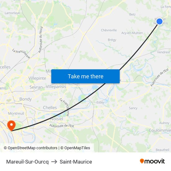 Mareuil-Sur-Ourcq to Saint-Maurice map