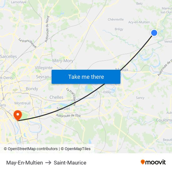 May-En-Multien to Saint-Maurice map