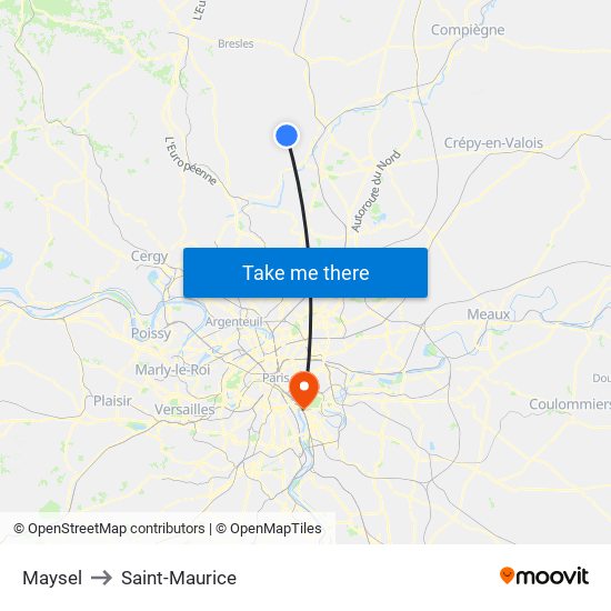 Maysel to Saint-Maurice map
