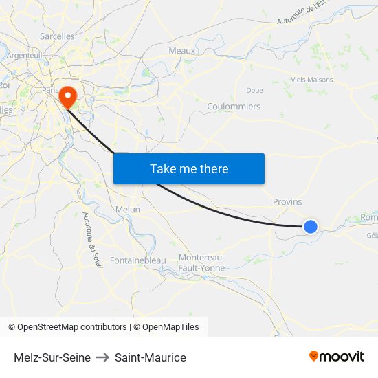 Melz-Sur-Seine to Saint-Maurice map