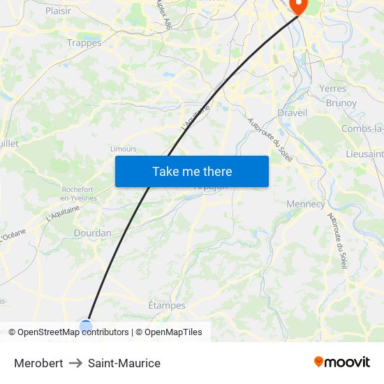 Merobert to Saint-Maurice map