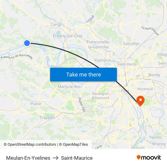Meulan-En-Yvelines to Saint-Maurice map