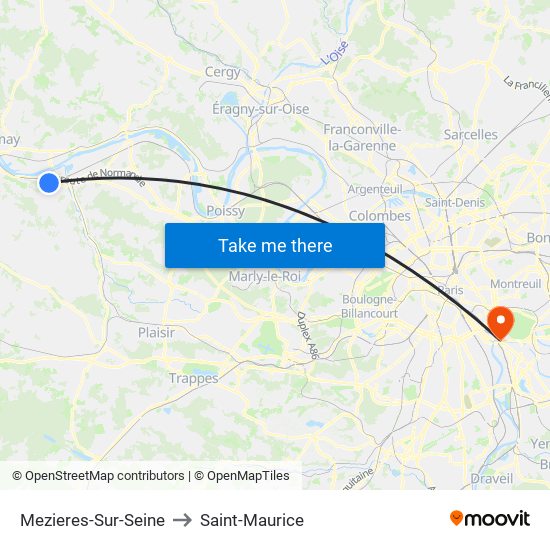 Mezieres-Sur-Seine to Saint-Maurice map