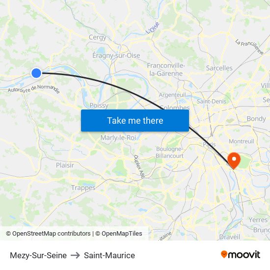 Mezy-Sur-Seine to Saint-Maurice map