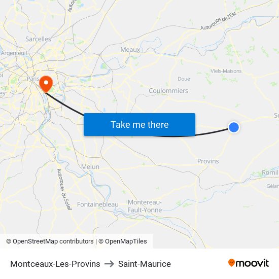 Montceaux-Les-Provins to Saint-Maurice map
