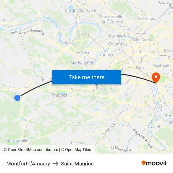 Montfort-L'Amaury to Saint-Maurice map
