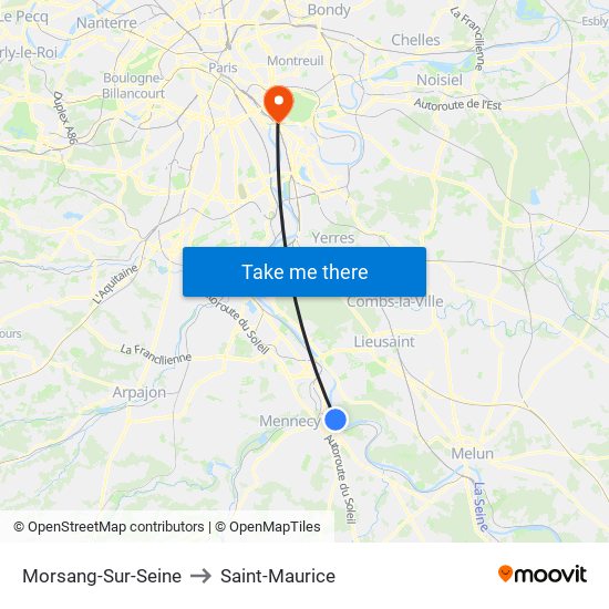 Morsang-Sur-Seine to Saint-Maurice map