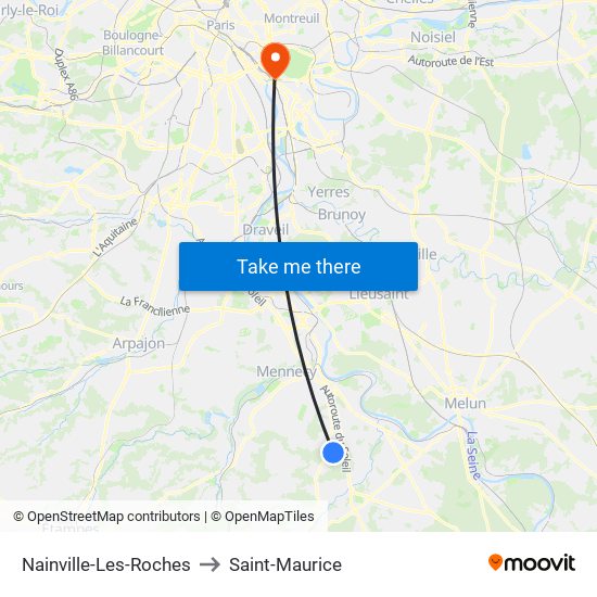 Nainville-Les-Roches to Saint-Maurice map