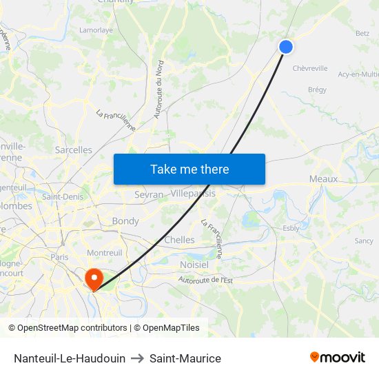 Nanteuil-Le-Haudouin to Saint-Maurice map