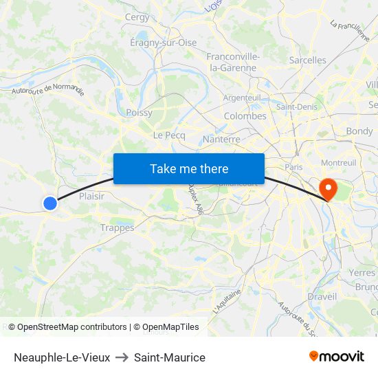 Neauphle-Le-Vieux to Saint-Maurice map