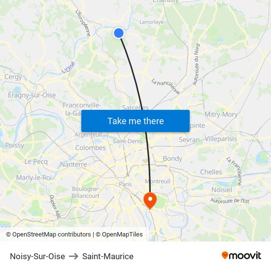 Noisy-Sur-Oise to Saint-Maurice map