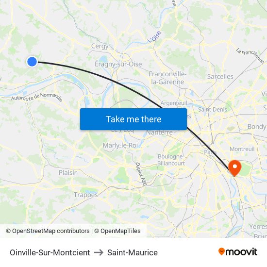 Oinville-Sur-Montcient to Saint-Maurice map