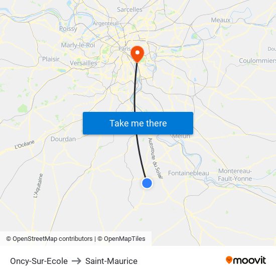 Oncy-Sur-Ecole to Saint-Maurice map