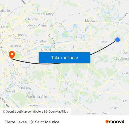 Pierre-Levee to Saint-Maurice map