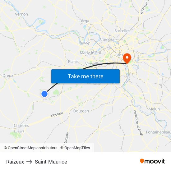 Raizeux to Saint-Maurice map
