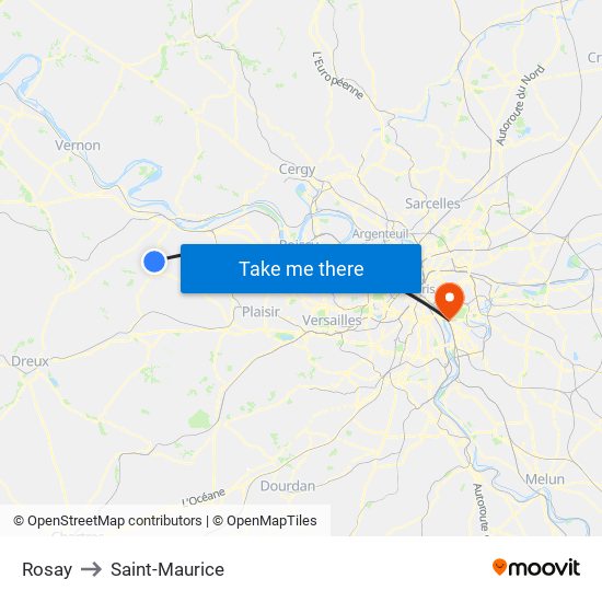 Rosay to Saint-Maurice map