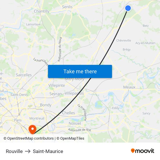Rouville to Saint-Maurice map
