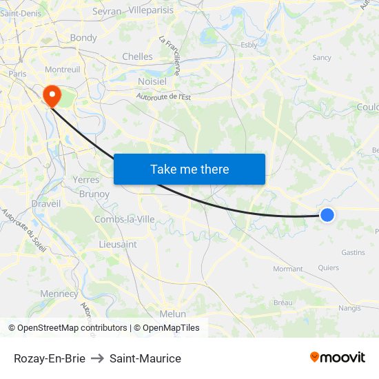 Rozay-En-Brie to Saint-Maurice map