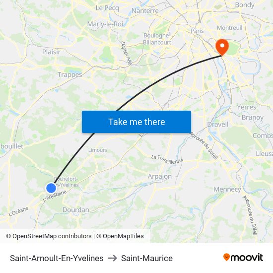 Saint-Arnoult-En-Yvelines to Saint-Maurice map