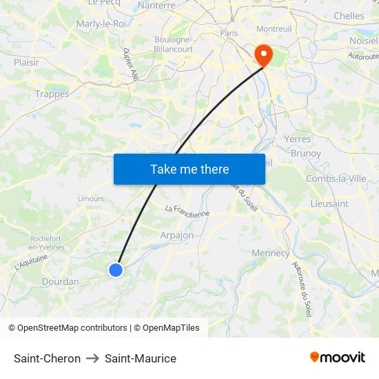 Saint-Cheron to Saint-Maurice map