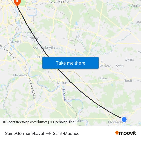 Saint-Germain-Laval to Saint-Maurice map