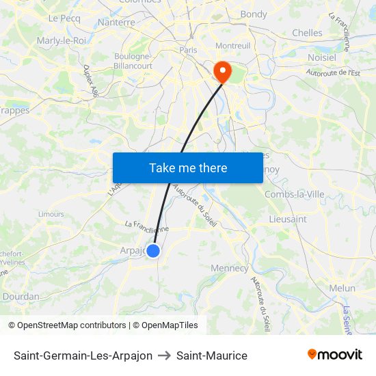 Saint-Germain-Les-Arpajon to Saint-Maurice map