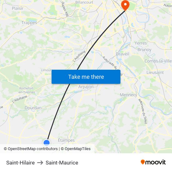 Saint-Hilaire to Saint-Maurice map
