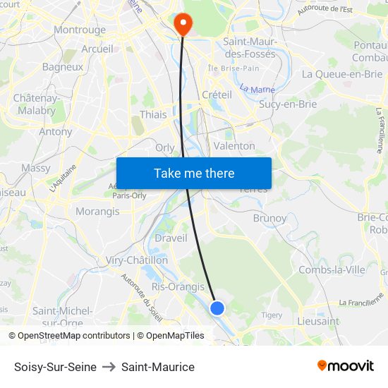 Soisy-Sur-Seine to Saint-Maurice map