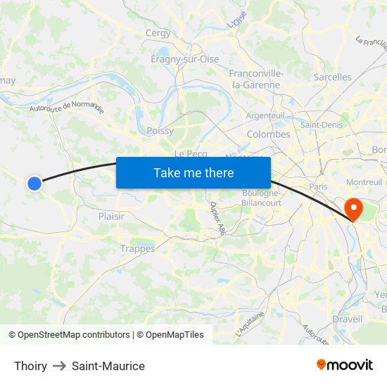 Thoiry to Saint-Maurice map
