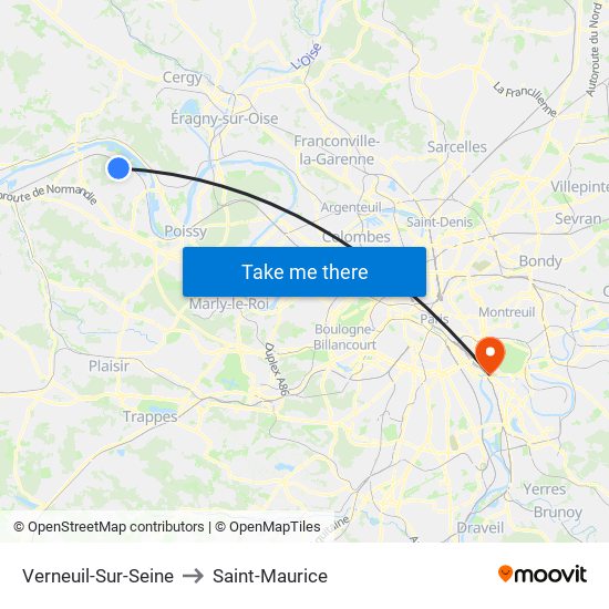 Verneuil-Sur-Seine to Saint-Maurice map