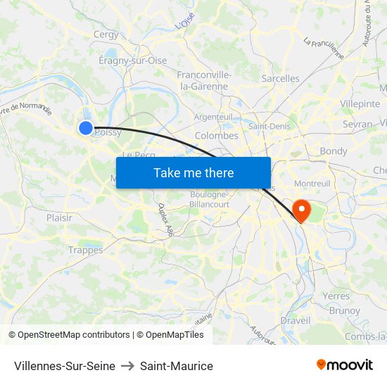 Villennes-Sur-Seine to Saint-Maurice map