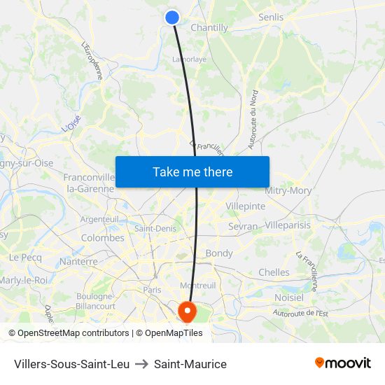 Villers-Sous-Saint-Leu to Saint-Maurice map