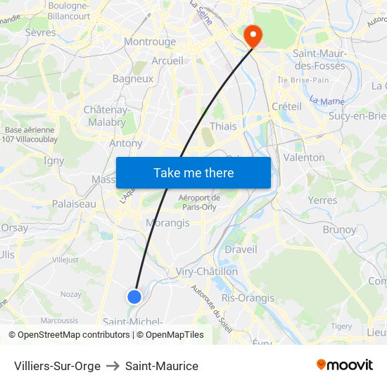 Villiers-Sur-Orge to Saint-Maurice map