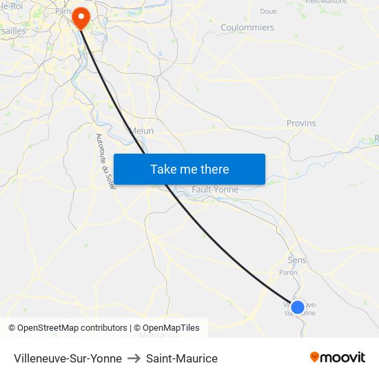 Villeneuve-Sur-Yonne to Saint-Maurice map