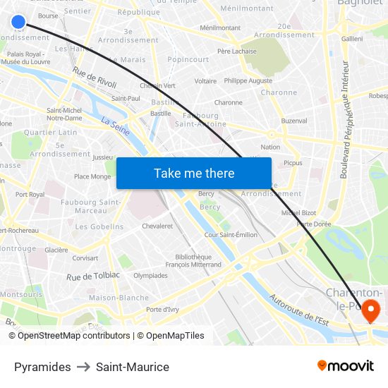 Pyramides to Saint-Maurice map