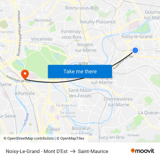 Noisy-Le-Grand - Mont D'Est to Saint-Maurice map