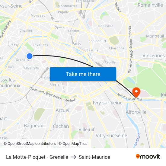 La Motte-Picquet - Grenelle to Saint-Maurice map