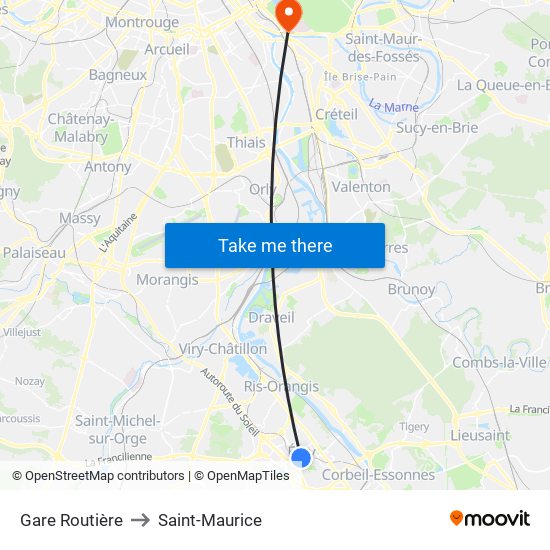 Gare Routière to Saint-Maurice map