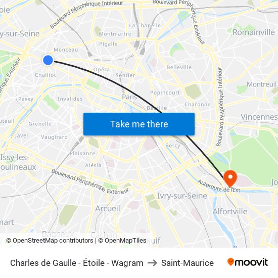 Charles de Gaulle - Étoile - Wagram to Saint-Maurice map