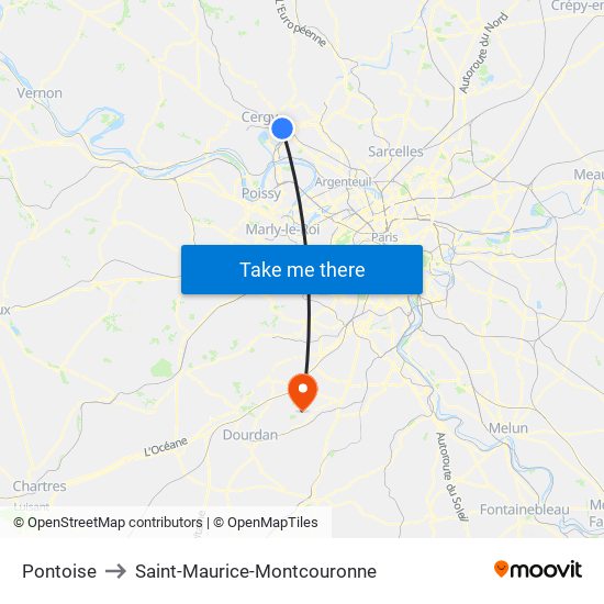 Pontoise to Saint-Maurice-Montcouronne map