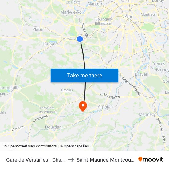 Gare de Versailles - Chantiers to Saint-Maurice-Montcouronne map