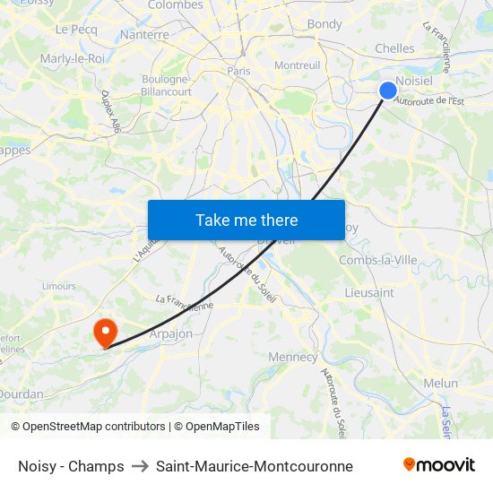 Noisy - Champs to Saint-Maurice-Montcouronne map