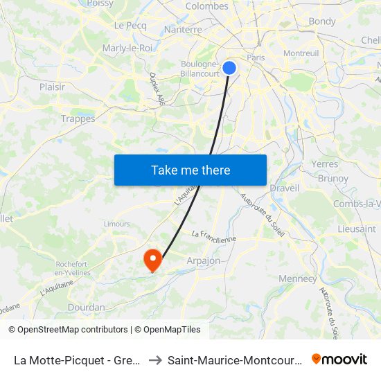 La Motte-Picquet - Grenelle to Saint-Maurice-Montcouronne map