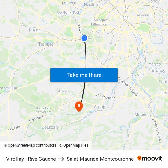 Viroflay - Rive Gauche to Saint-Maurice-Montcouronne map