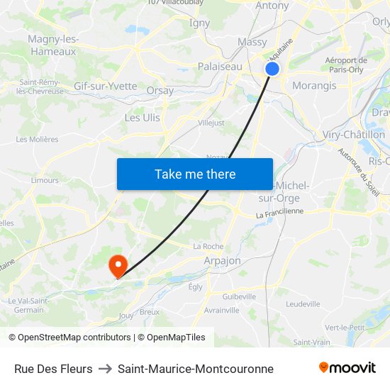 Rue Des Fleurs to Saint-Maurice-Montcouronne map
