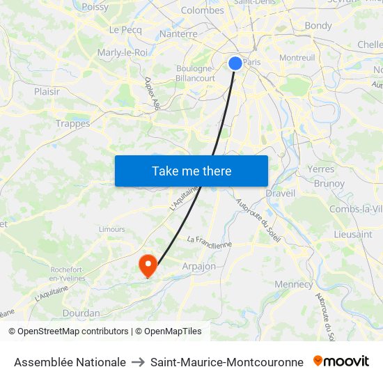 Assemblée Nationale to Saint-Maurice-Montcouronne map