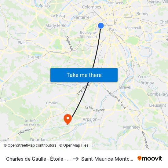 Charles de Gaulle - Étoile - Wagram to Saint-Maurice-Montcouronne map