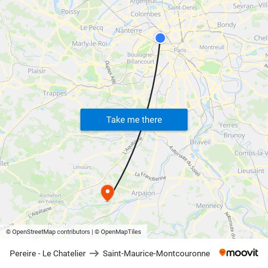 Pereire - Le Chatelier to Saint-Maurice-Montcouronne map