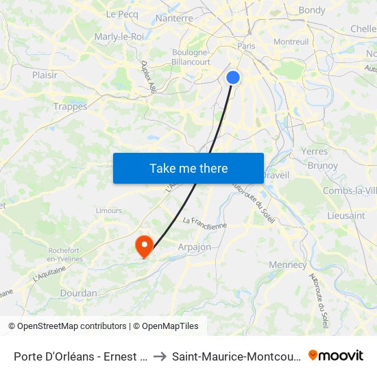 Porte D'Orléans - Ernest Reyer to Saint-Maurice-Montcouronne map